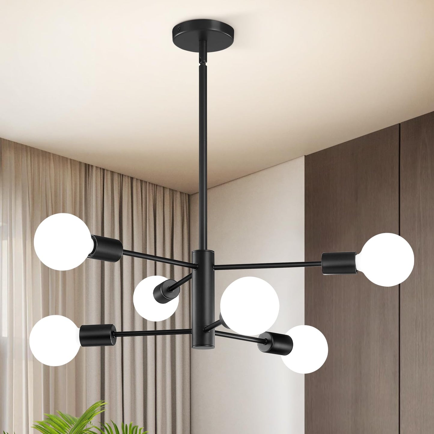 Modern Chandelier Ceiling Light Fixture Sputnik Chandeliers Gold and Black Farmhouse Chandelier Over Table 12-Light Height Adjustable Chandeliers for Dining Room, Living Room,Kitchen Island