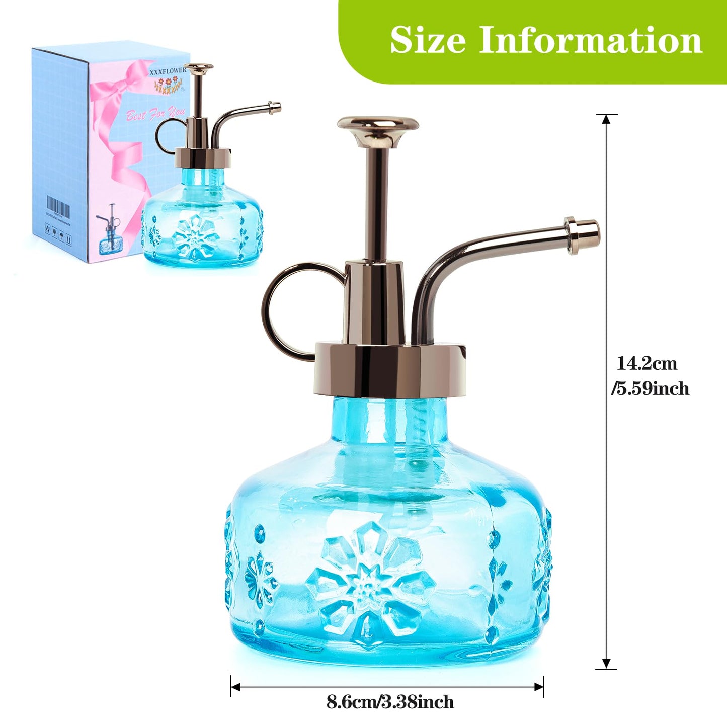 XXXFLOWER Glass Plant Mister Spray Bottle for Indoor Plant Spritzer Succulent Watering Bottle