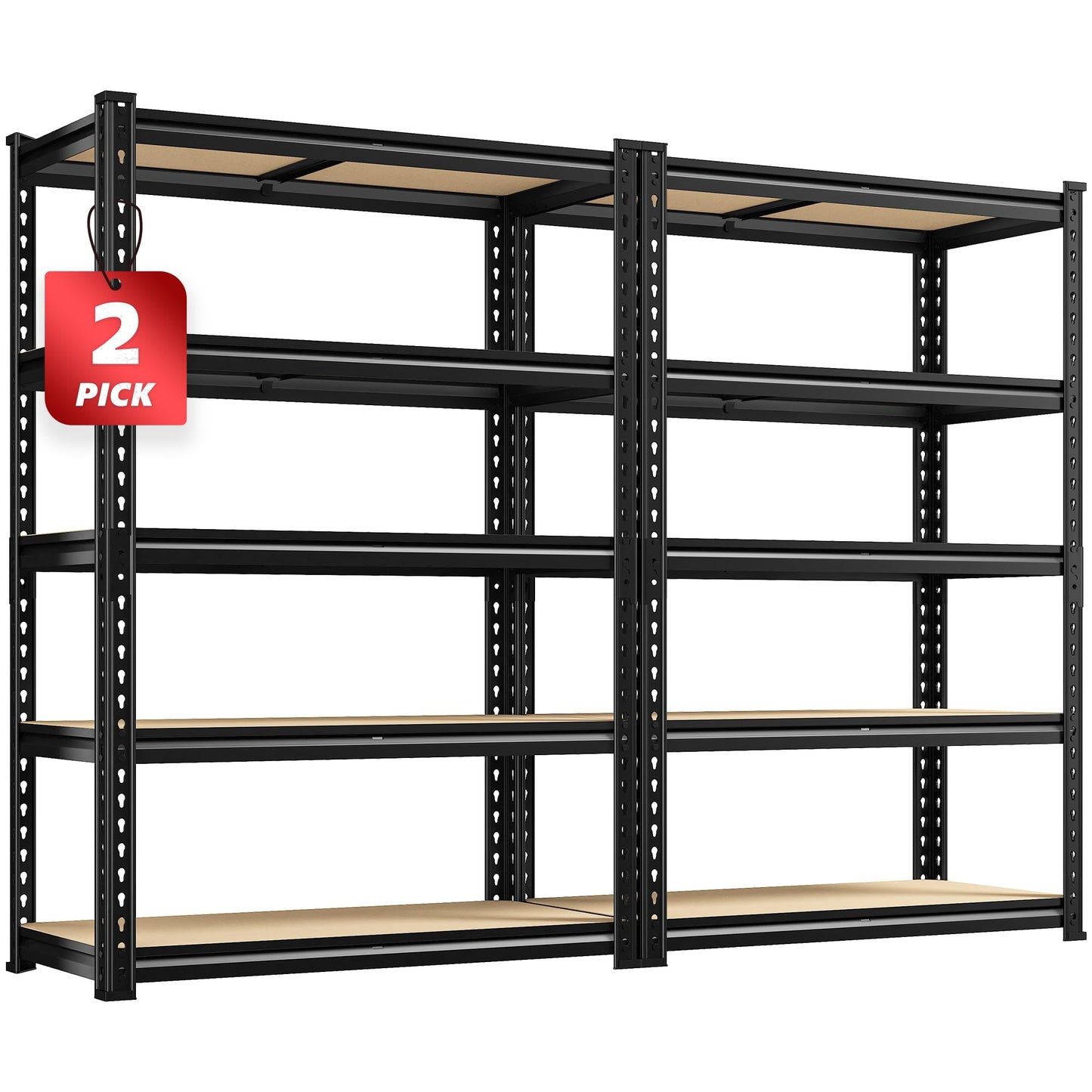 REIBII 2020LBS Storage Shelves 5 Tier Garage Shelving Heavy Duty Adjustable Garage Shelves, Utility Rack Shelf, Shelving Units for Storage Warehouse Pantry Closet, 35.5" W x 11.9" D x 72" H, Black