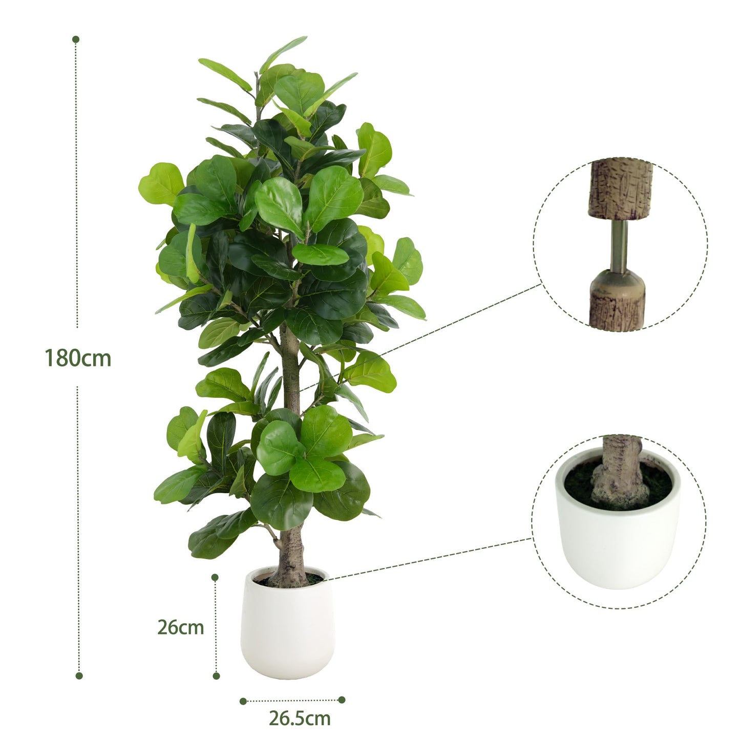 Fiddle Leaf Fig Tree Artificial 5FT, Fake Fig Leaf Tree with Plastic Pot for Home Office Living Room Tall Faux Plants Floor Decor Indoor