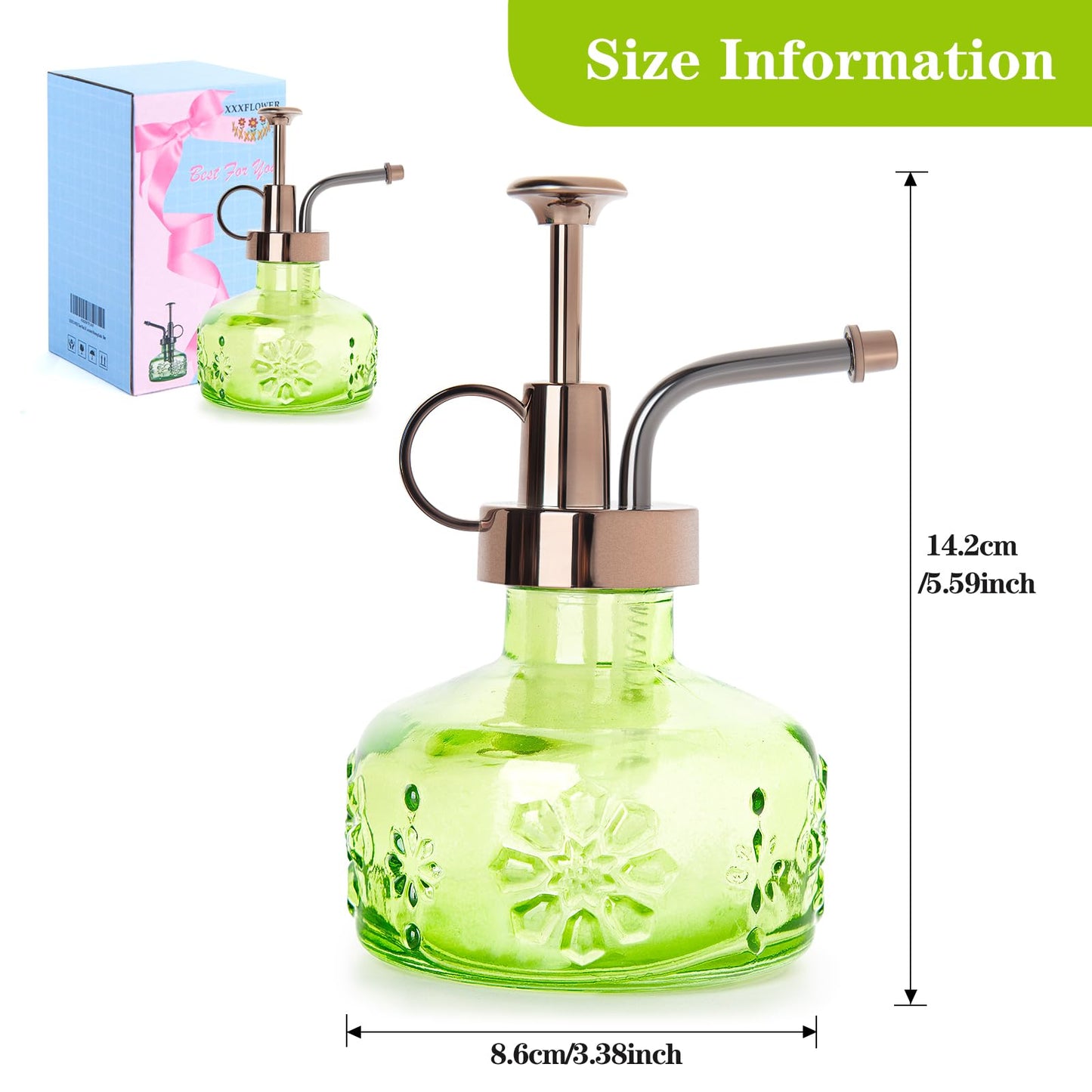 XXXFLOWER Glass Plant Mister Spray Bottle for Indoor Plant Spritzer Succulent Watering Bottle