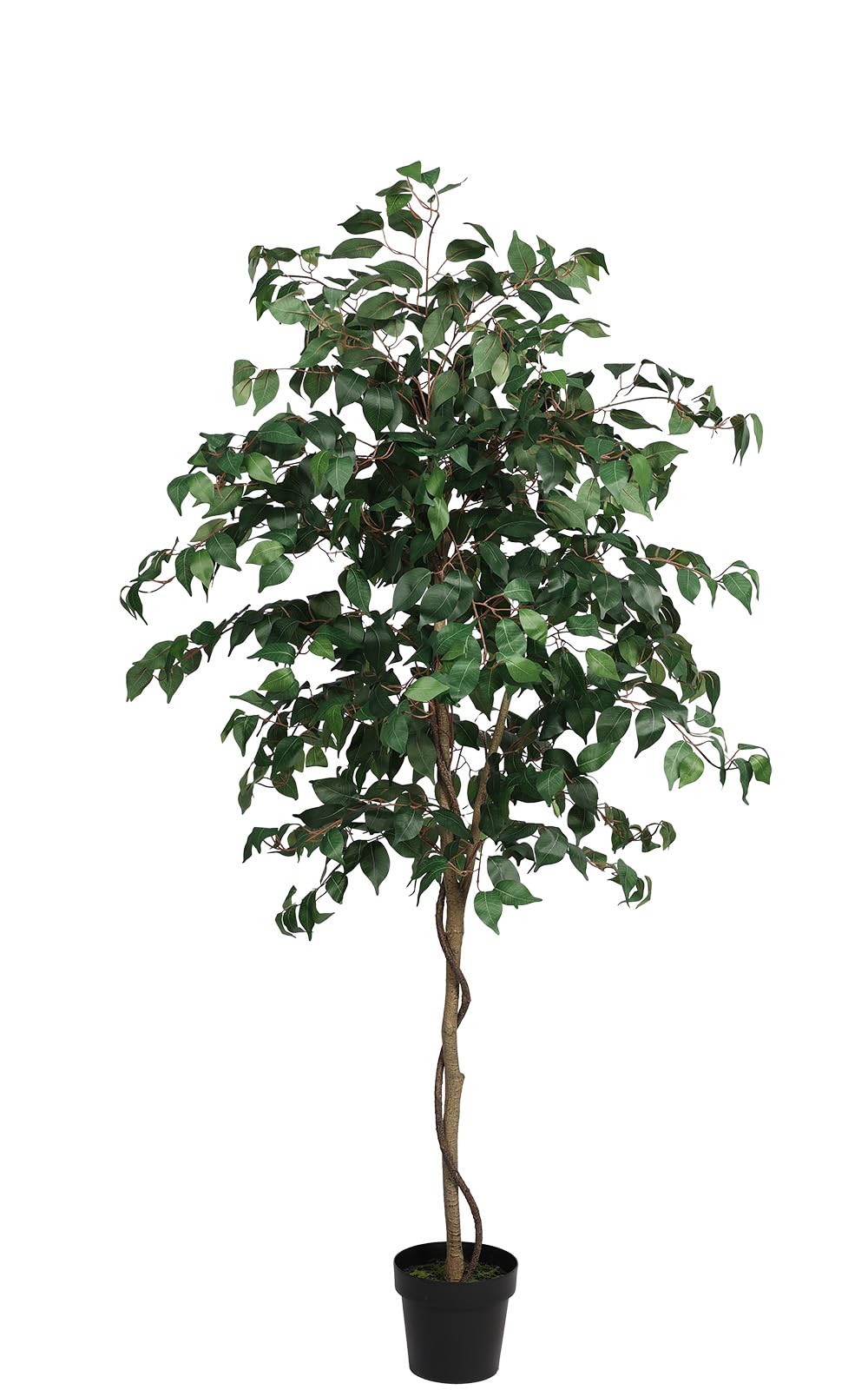 Artificial Ficus Tree, 6FT Tall Fake Ficus Silk Tree with Plastic Nursery Pot, Faux Ficus Tree with Realistic Vines and Leaves, Artificial Plants Indoor for Living Room Balcony Corner Decor