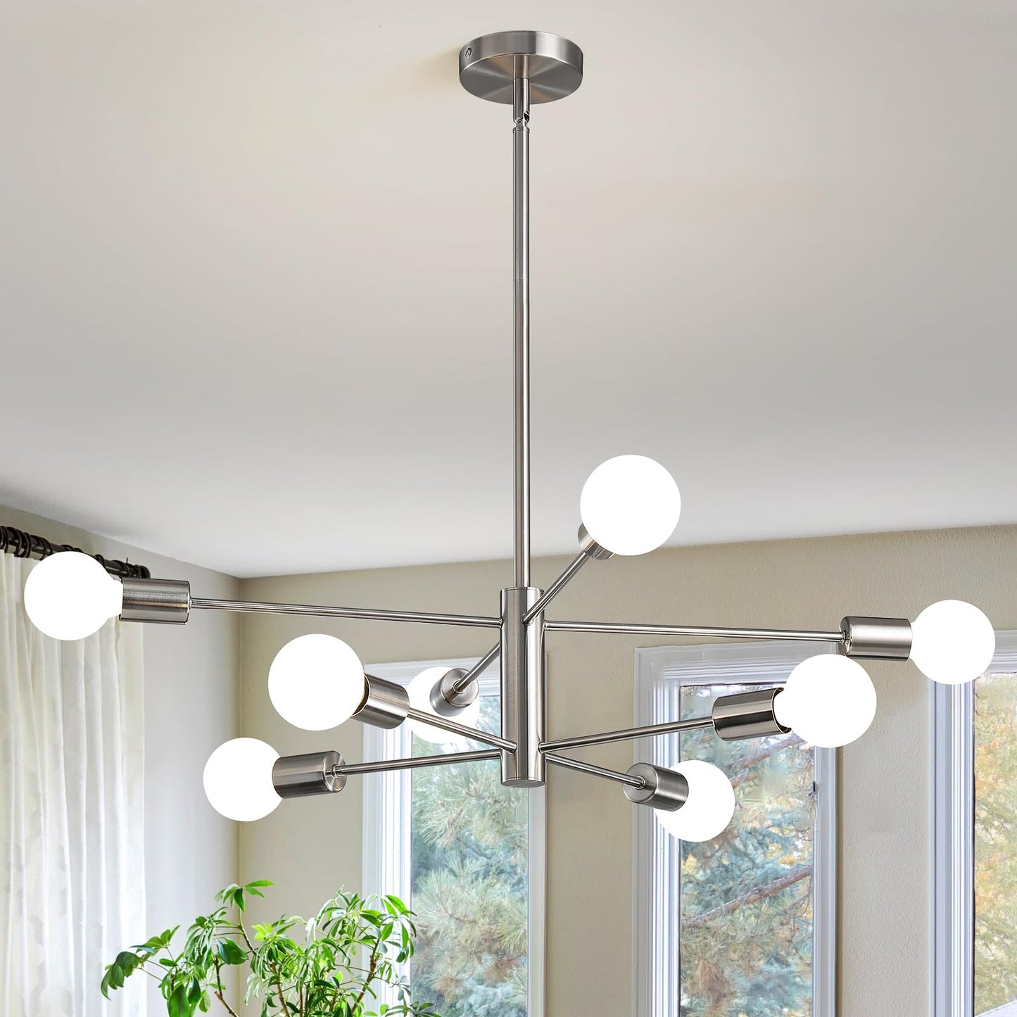 Modern Chandelier Ceiling Light Fixture Sputnik Chandeliers Gold and Black Farmhouse Chandelier Over Table 12-Light Height Adjustable Chandeliers for Dining Room, Living Room,Kitchen Island