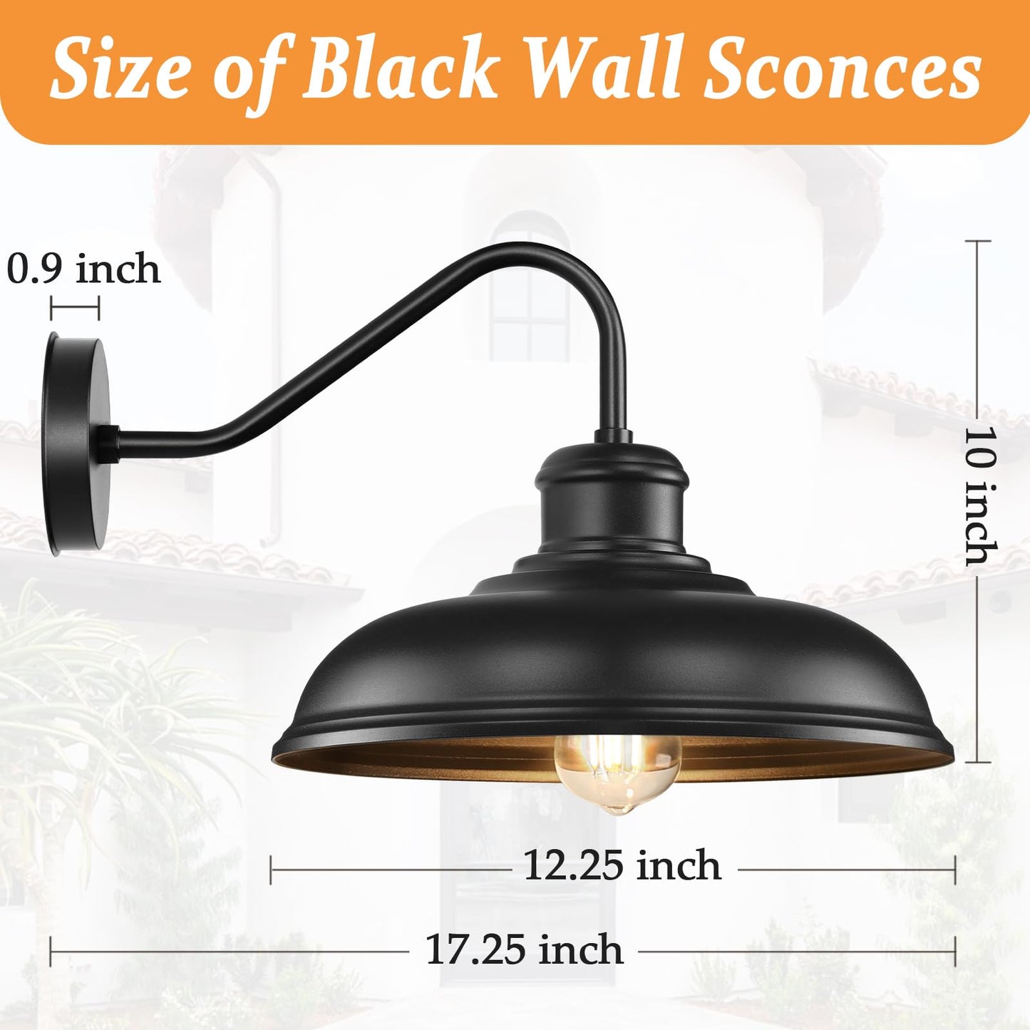 Outdoor Wall Lights - 2-Pack Black Wall Sconces, Farmhouse Barn Lights, Modern Indoor Wall Mount Lighting Fixtures with E26 Socket, Anti-Rust Waterproof Exterior Wall Lantern for Patio Porch Doorway