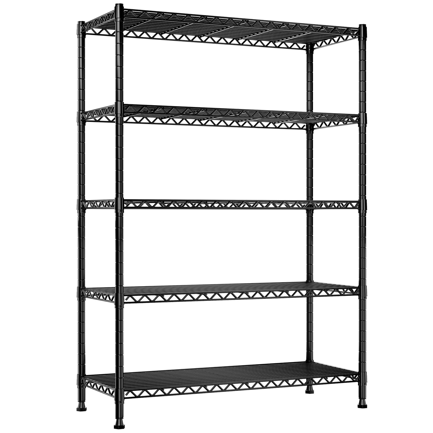 REIBII 5 Tier Wire Shelving,Storage Shelves Metal Shelves for Storage Loads 1200LBS,Adjustable Garage Shelving Heavy Duty Metal Shelving Storage Rack for Pantry Kitchen,71''HX35.5''WX14''D,Chrome