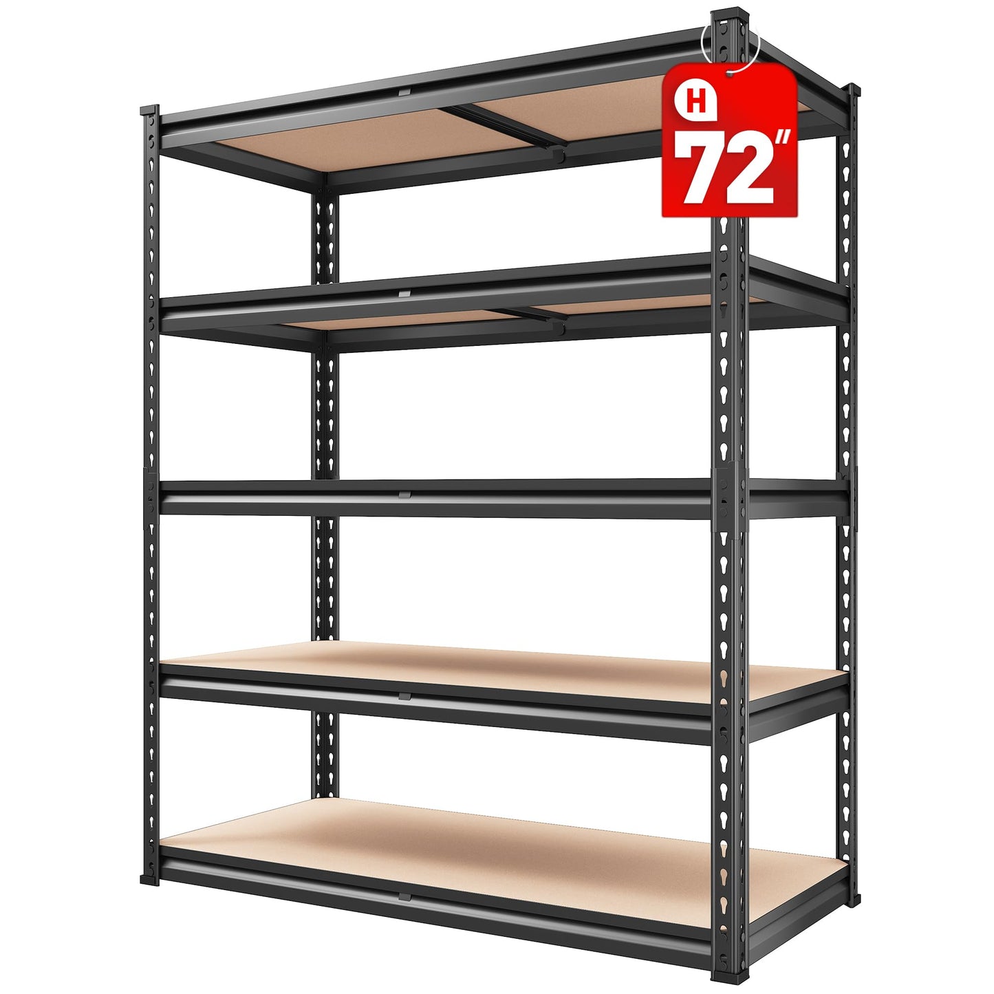 REIBII 2500LBS Garage Shelving 72''H Storage Shelves Heavy Duty Shelving 5 Tier Metal Shelves for Garage Shelves Adjustable Shelving Units and Storage for Closet Pantry Shelf, 72" H x 40" W x 20" D