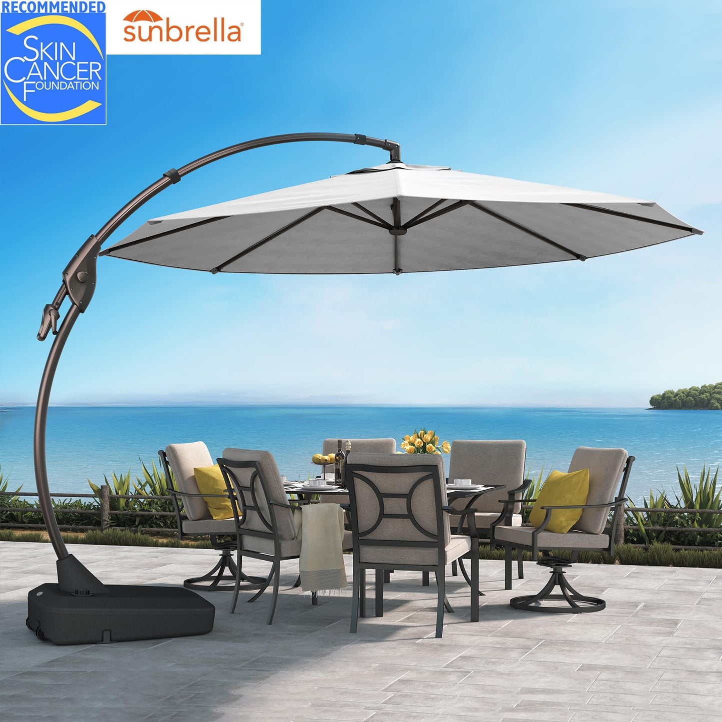 Grand patio 11FT Cantilever Umbrella with Base Outdoor Large Round Aluminum Offset Umbrella for Patio Garden Backyard (Champagne, 11 FT)