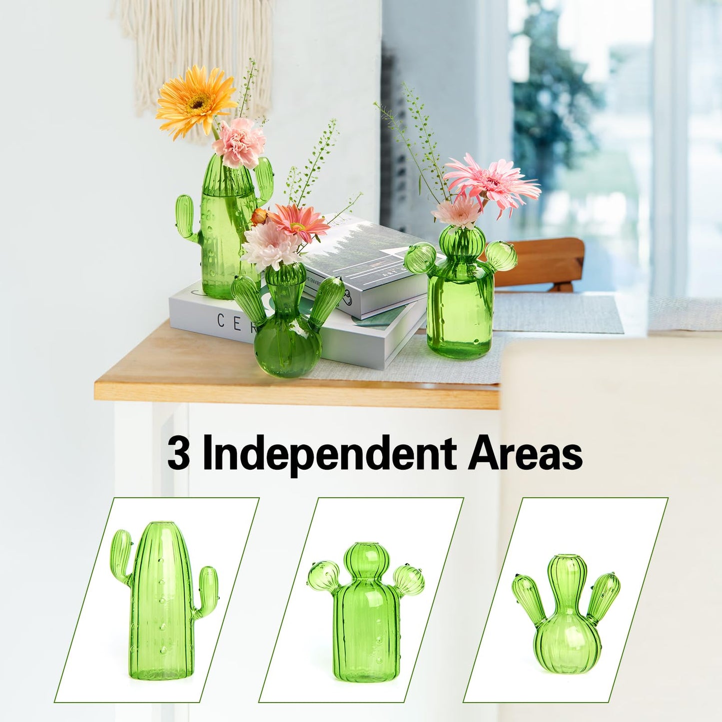 XXXFLOWER Cactus Plant Propagation Station Terrarium Jars for Plant Cuttings Air Plant Holders Unique Glass Flower Vase for Hydroponics Plants for Plant Lovers Home Garden Decor,3 Pcs