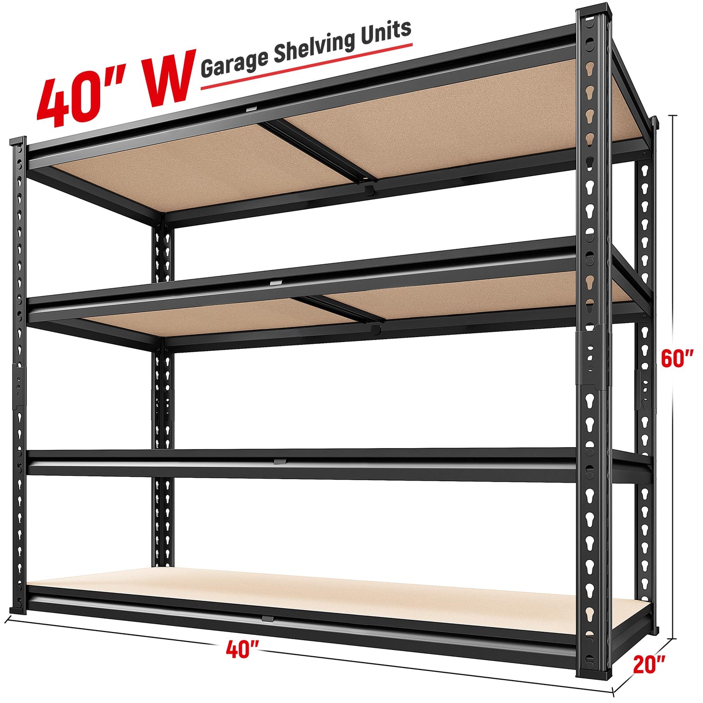 REIBII 2500LBS Garage Shelving 72''H Storage Shelves Heavy Duty Shelving 5 Tier Metal Shelves for Garage Shelves Adjustable Shelving Units and Storage for Closet Pantry Shelf, 72" H x 40" W x 20" D