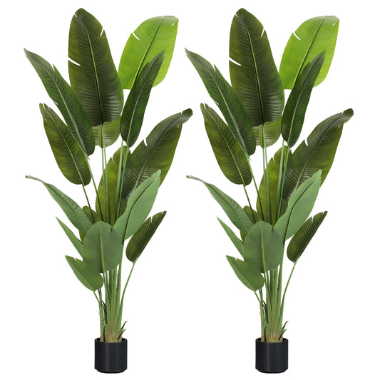 Large Artificial Plants Indoor 7.2Ft Silk Bird of Paradise Big Tall Fake Tree Faux Green Silk Floor Potted Plants for Home Living Room Bedroom Office Decor (2 Pack)…