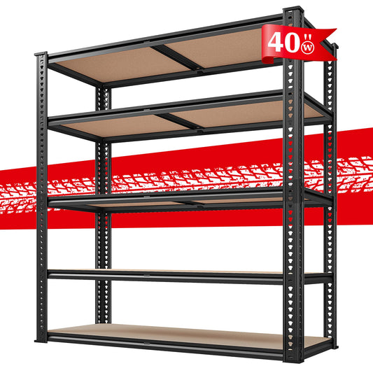 REIBII 72''H Garage Shelving 2500LBS Storage Shelves Heavy Duty Shelving 5 Tier Metal Shelves for Garage Shelves Adjustable Shelving Units and Storage for Closet Pantry Shelf, 72" H x 40" W x 20" D