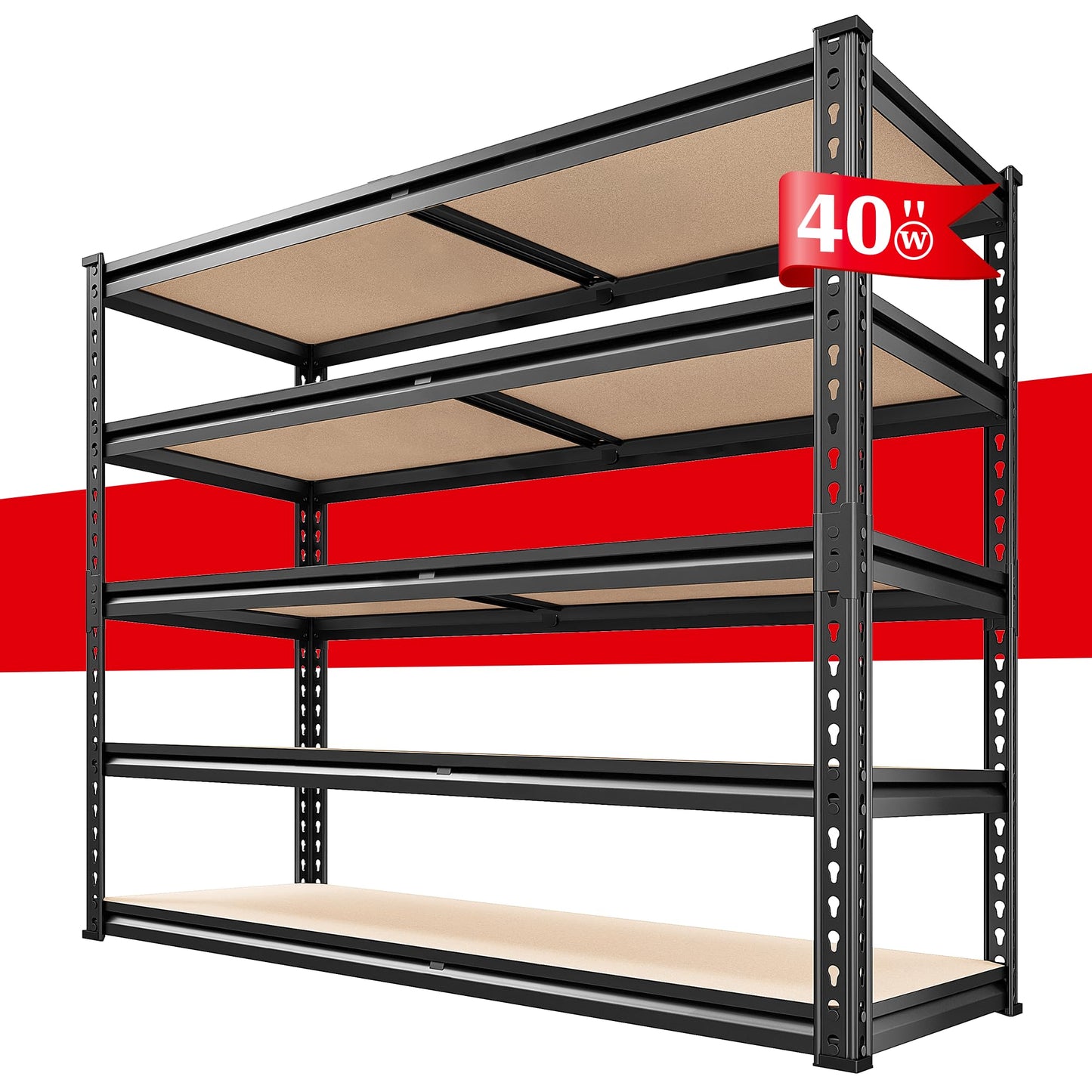 REIBII 2500LBS Garage Shelving 72''H Storage Shelves Heavy Duty Shelving 5 Tier Metal Shelves for Garage Shelves Adjustable Shelving Units and Storage for Closet Pantry Shelf, 72" H x 40" W x 20" D