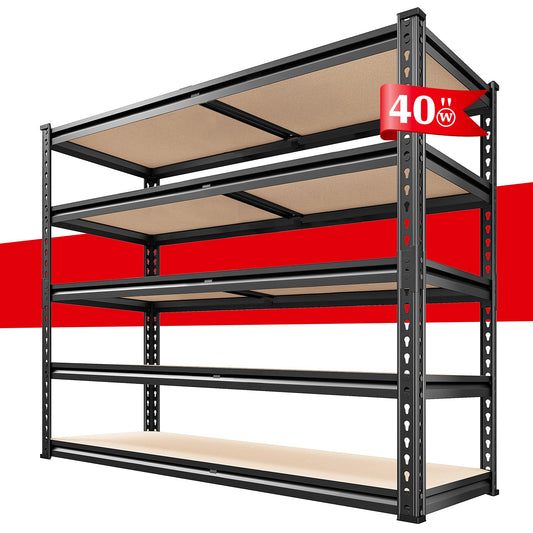 REIBII 2500LBS Garage Shelving 72''H Storage Shelves Heavy Duty Shelving 5 Tier Metal Shelves for Garage Shelves Adjustable Shelving Units and Storage for Closet Pantry Shelf, 72" H x 40" W x 20" D