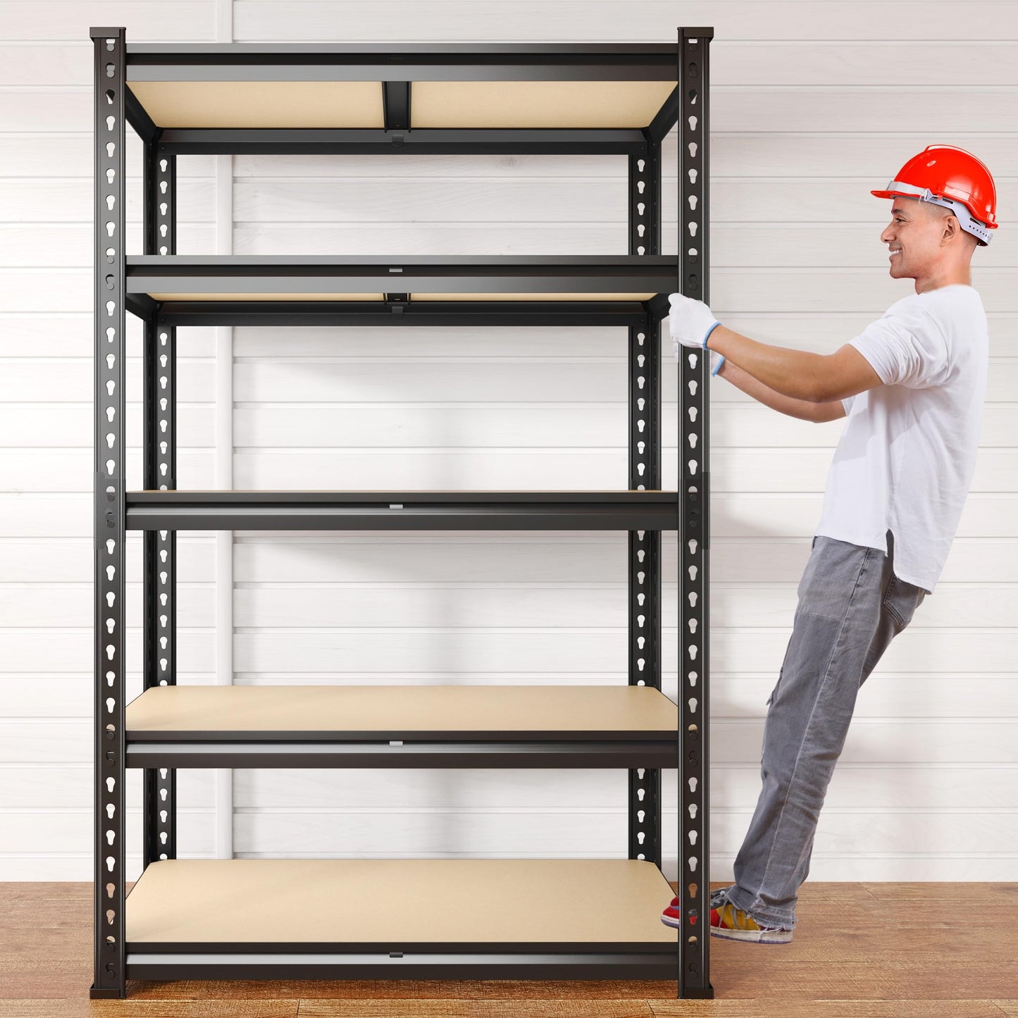 REIBII 2020LBS Storage Shelves 5 Tier Garage Shelving Heavy Duty Adjustable Garage Shelves, Utility Rack Shelf, Shelving Units for Storage Warehouse Pantry Closet, 35.5" W x 11.9" D x 72" H, Black