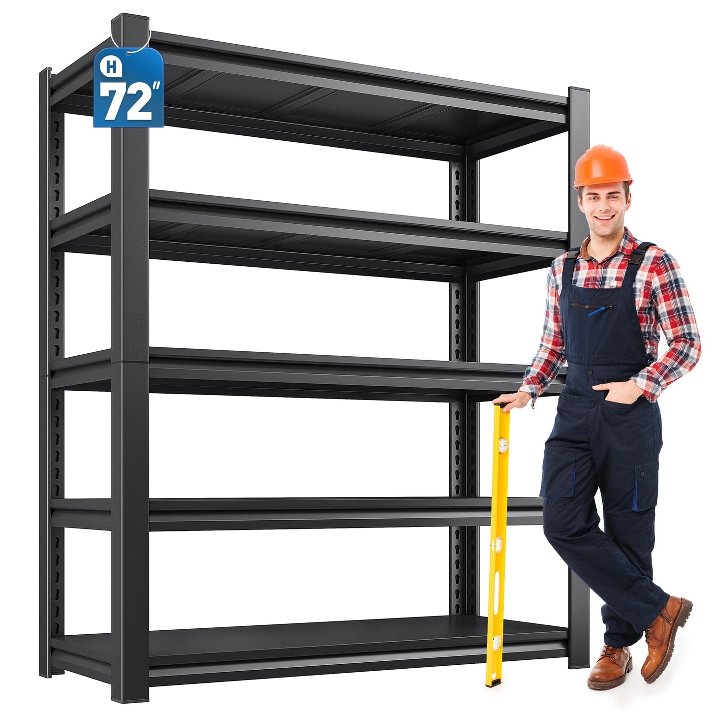 REIBII Garage Shelving 3000LBS Storage Shelves Heavy Duty Shelving Adjustable Industrial Metal Shelving Units for Garage, Basement,Pantry,Warehouse, School,Commercial,36" W x 16" D x 72" H