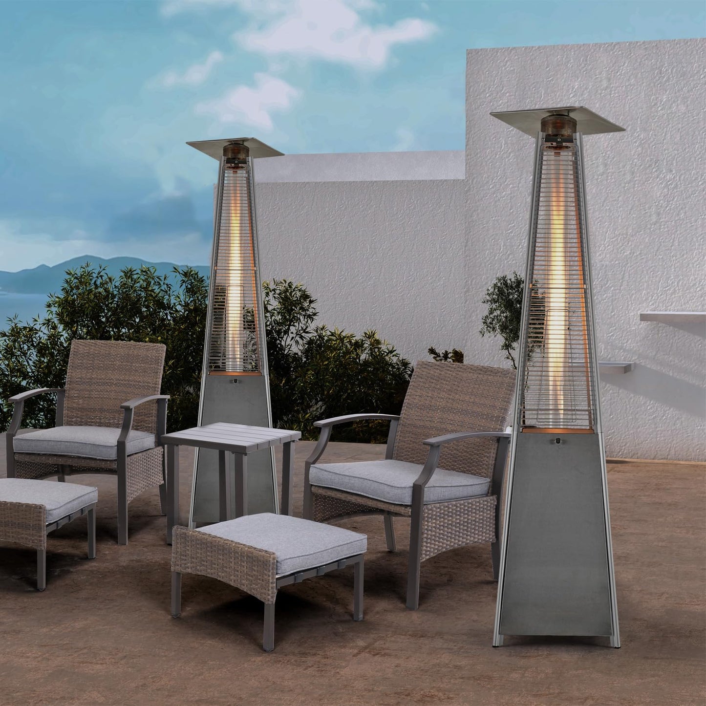 GRAND PATIO Outdoor Propane Heater with Wheels, 48,000 BTU Freestanding Mushroom 7' Powder Coated LP Patio Heater with protective cover, Graphite