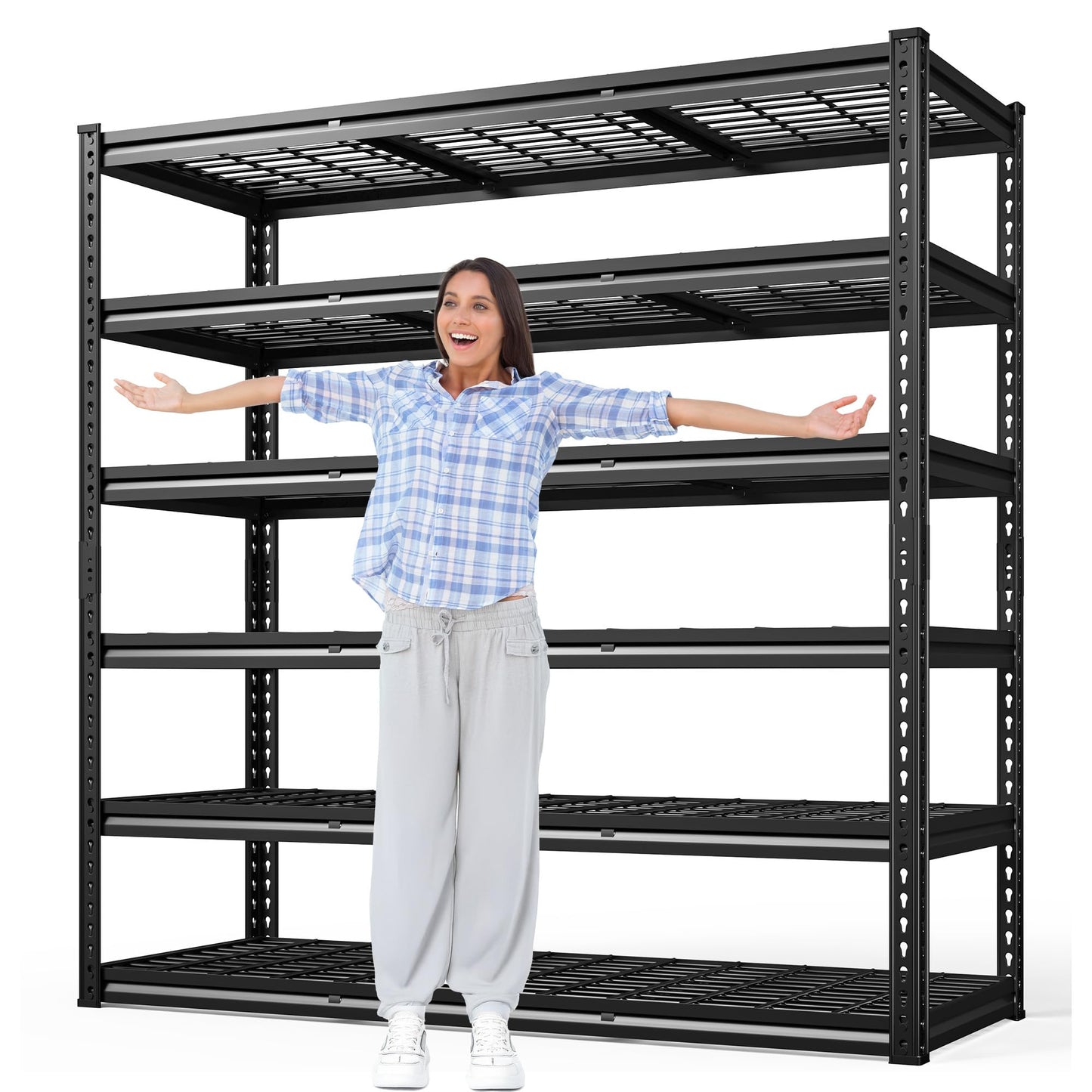 REIBII 60" W Garage Shelving 3000LBS Heavy Duty Storage Shelves, Adjustable 5 Tier Metal Shelves for Storage Rack Industrial Shelf, Garage Storage Shelving Unit, 60" W x 24" D x 72" H