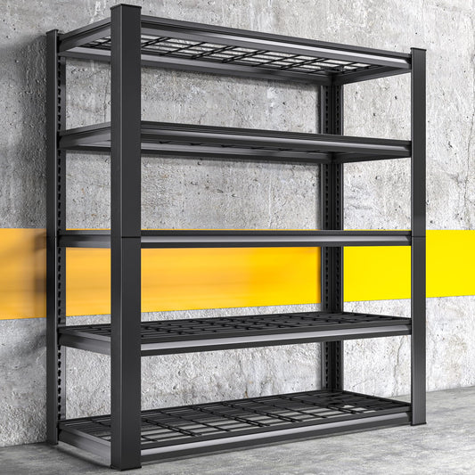 REIBII 3010LBS Storage Shelves,72"H Garage Shelving Heavy Duty Shelving Units and Storage, 5 Tier Wire Shelving Adjustable Metal Shelving for Garage Shelves, Utility Shelf Rack, 72"H*35.5" W*16" Black