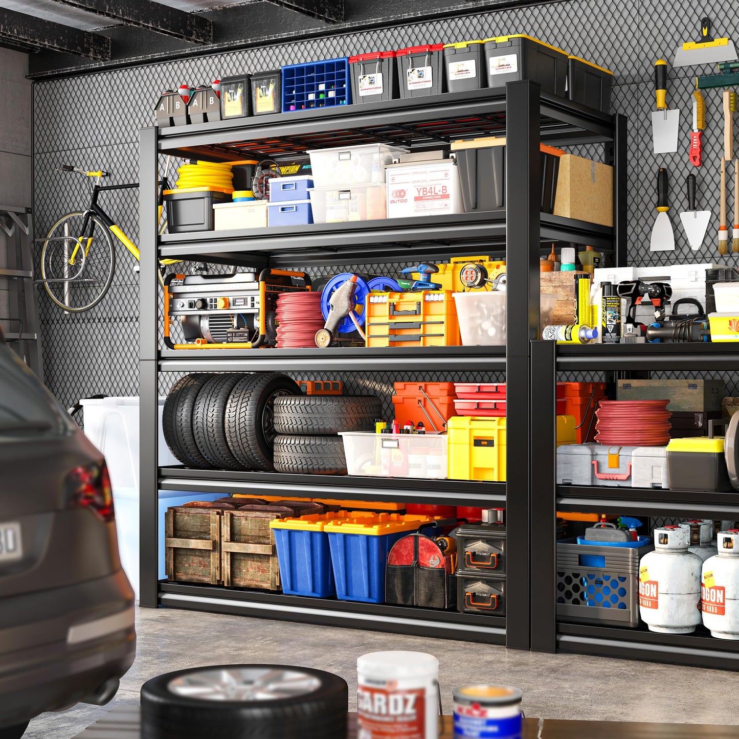 REIBII Garage Shelving 3000LBS Storage Shelves Heavy Duty Shelving Adjustable Industrial Metal Shelving Units for Garage, Basement,Pantry,Warehouse, School,Commercial,36" W x 16" D x 72" H