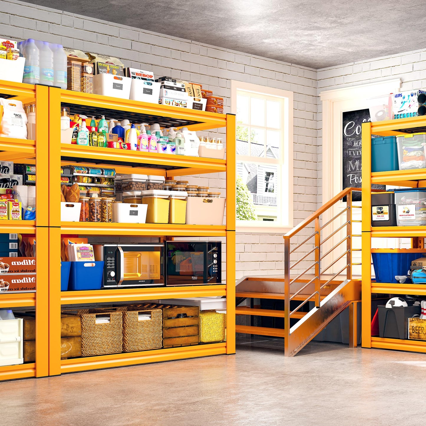 REIBII Garage Shelving 3000LBS Storage Shelves Heavy Duty Shelving Adjustable Industrial Metal Shelving Units for Garage, Basement,Pantry,Warehouse, School,Commercial,36" W x 16" D x 72" H