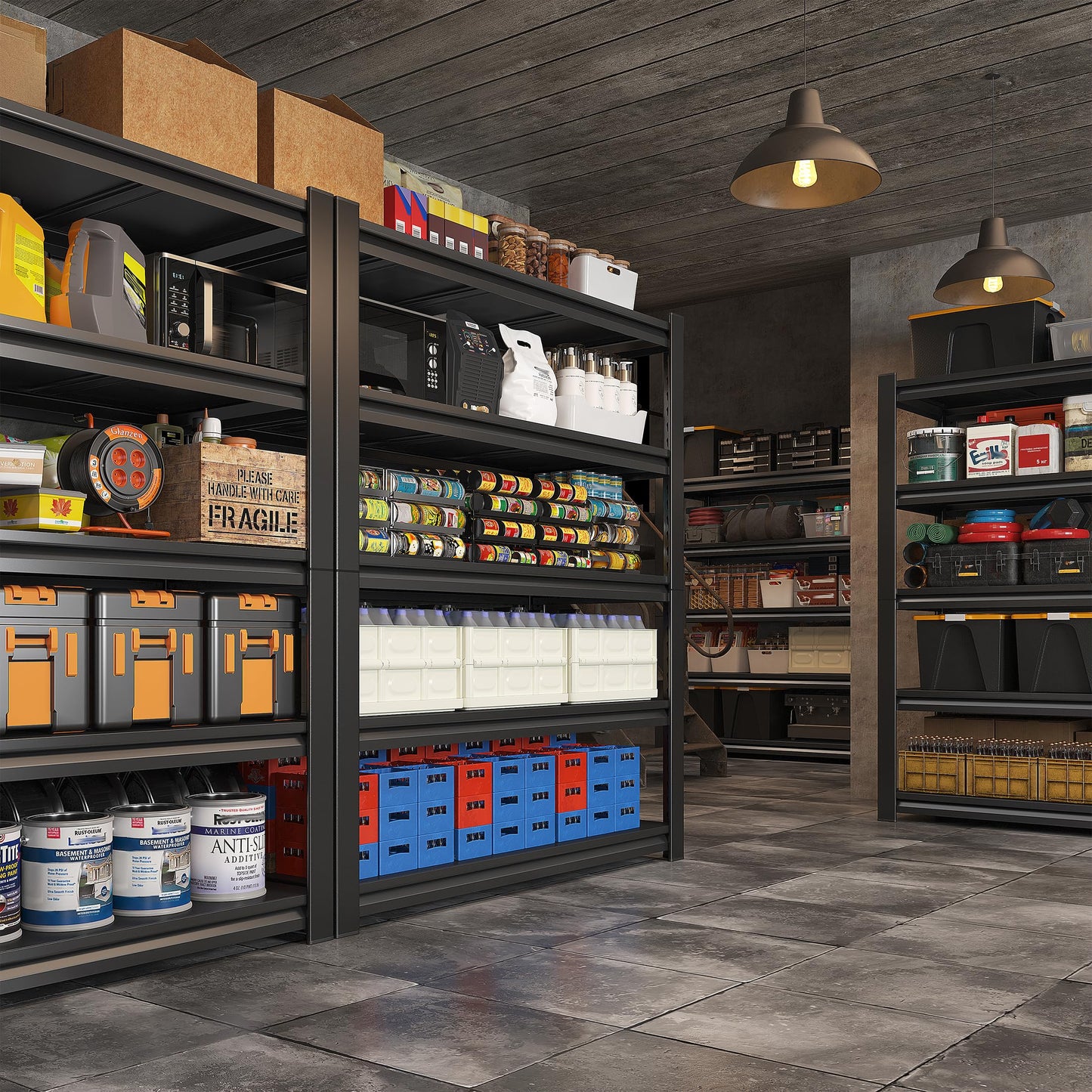 REIBII Garage Shelving 3000LBS Storage Shelves Heavy Duty Shelving Adjustable Industrial Metal Shelving Units for Garage, Basement,Pantry,Warehouse, School,Commercial,36" W x 16" D x 72" H