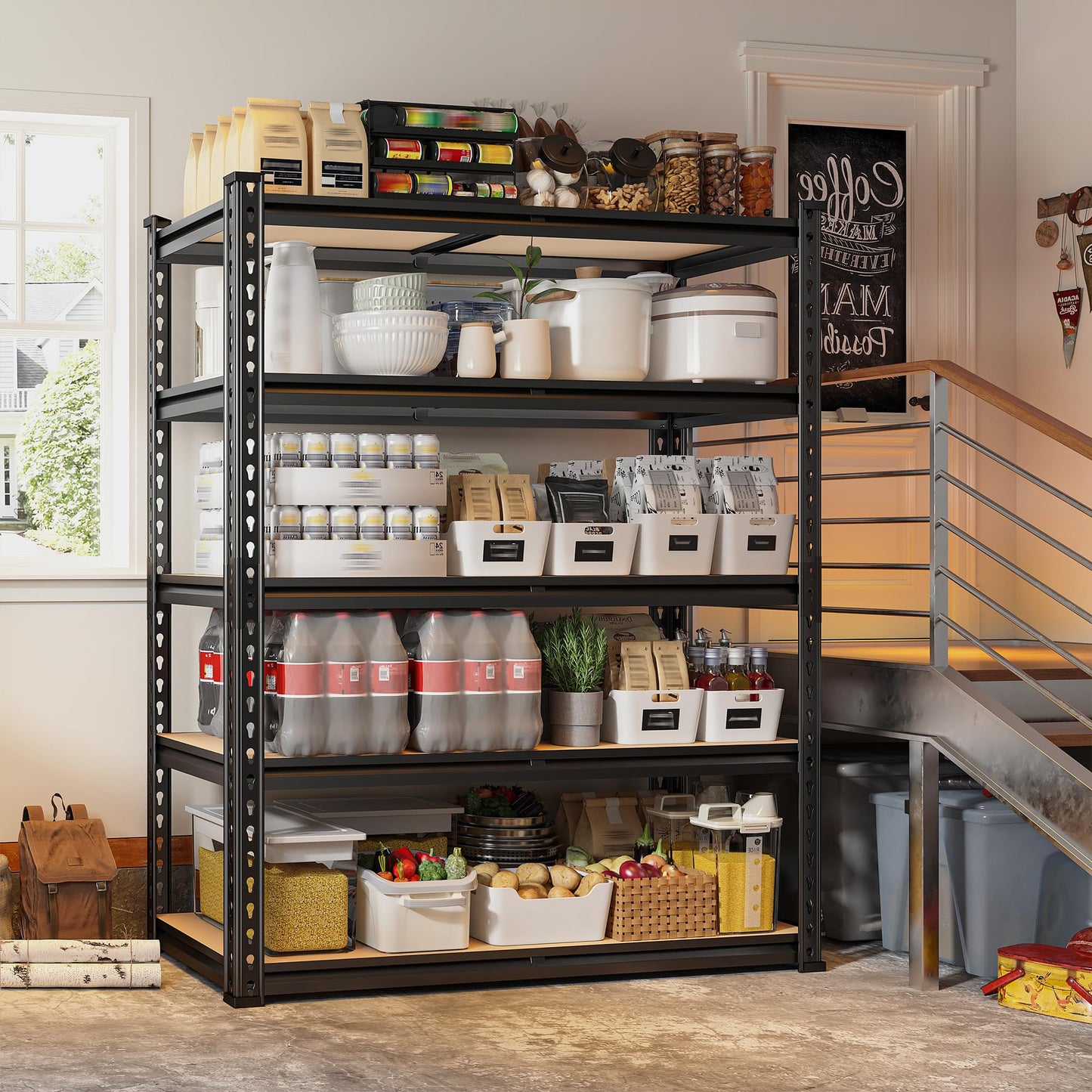 REIBII Storage Shelves 2020LBS Garage Shelving Heavy Duty 5-Tier Metal Shelving Units for Storage Adjustable Utility Shelf Rack for Kitchen Warehouse Basement 28" W x 12" D x 59.8" H, Black