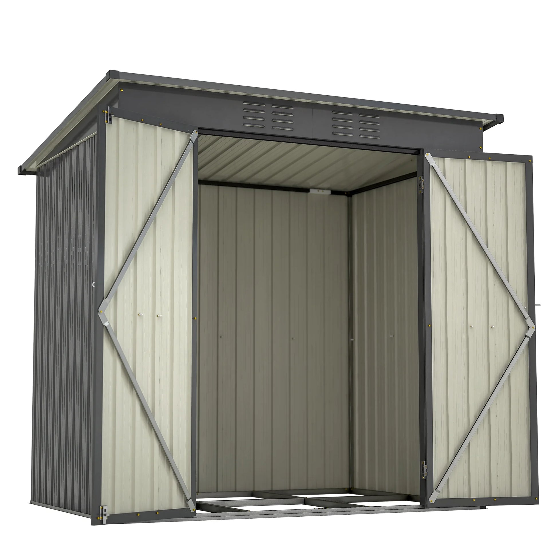 6' X 4' Outdoor Metal Storage Shed, Tools Storage Shed, Galvanized Steel Garden Shed with Lockable Doors, Outdoor Storage Shed for Backyard, Patio, Lawn, D9133